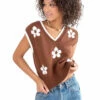 Brown Daisy Sweater Vest