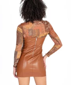 Brown Stretch Pleather Mini Dress 7 Brown Stretch Pleather Mini Dress -US Clothing Shop brown stretch pleather mini dress 6 75101.1669232125