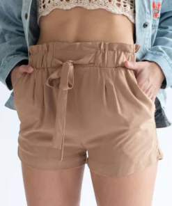 Camel Paperbag Waist Shorts