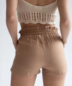 Camel Paperbag Waist Shorts -US Clothing Shop camel paperbag waist shorts 4 52812.1666805446