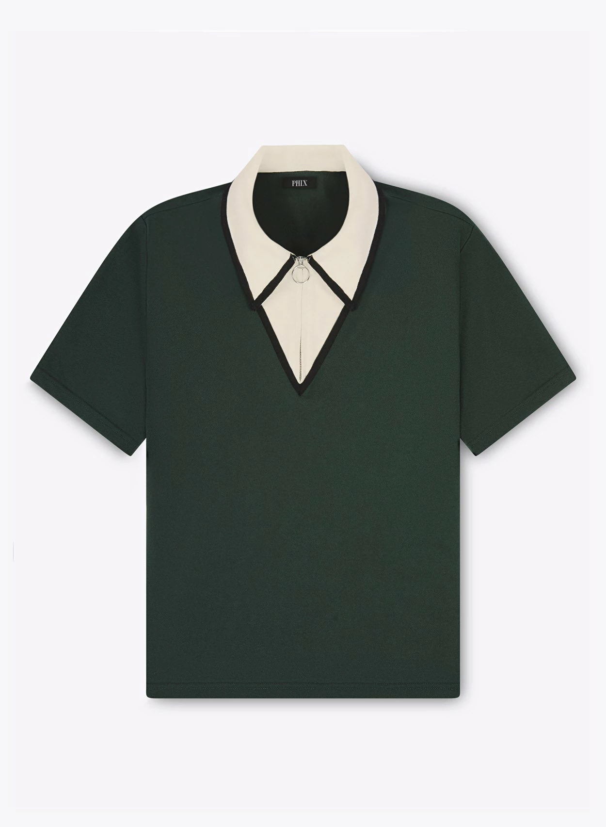 Green Carnaby Circle Zip Cotton Polo Shirt 2 Green Carnaby Circle Zip Cotton Polo Shirt - Image 2