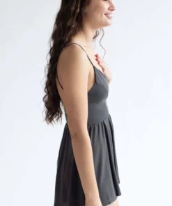 Charcoal V Neck Cami Romper -US Clothing Shop charcoal v neck cami romper 3 68696.1692373572