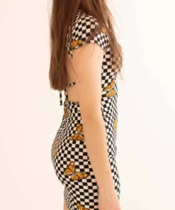 Checkered Butterfly Backless Dress -US Clothing Shop checkered butterfly backless dress 3 87859.1666808019