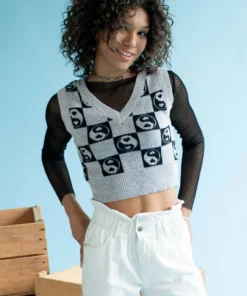Checkered Yin Yang Sweater Vest