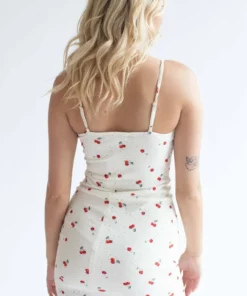 Cherry Print Eyelet Milkmaid Dress -US Clothing Shop cherry print eyelet milkmaid dress 5 62330.1666805675