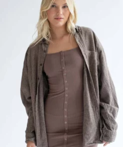 Cocoa Snap Front Ribbed Mini Dress -US Clothing Shop cocoa snap front ribbed mini dress 2 44735.1699030692