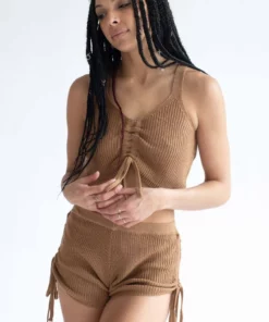 Coconut Cinched Knit Cami & Shorts Set