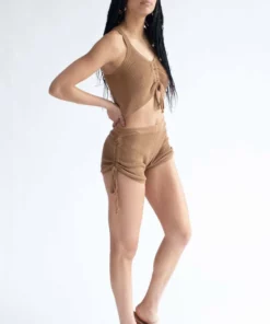 Coconut Cinched Knit Cami & Shorts Set -US Clothing Shop coconut cinched knit cami and shorts set 4 37129.1692386752