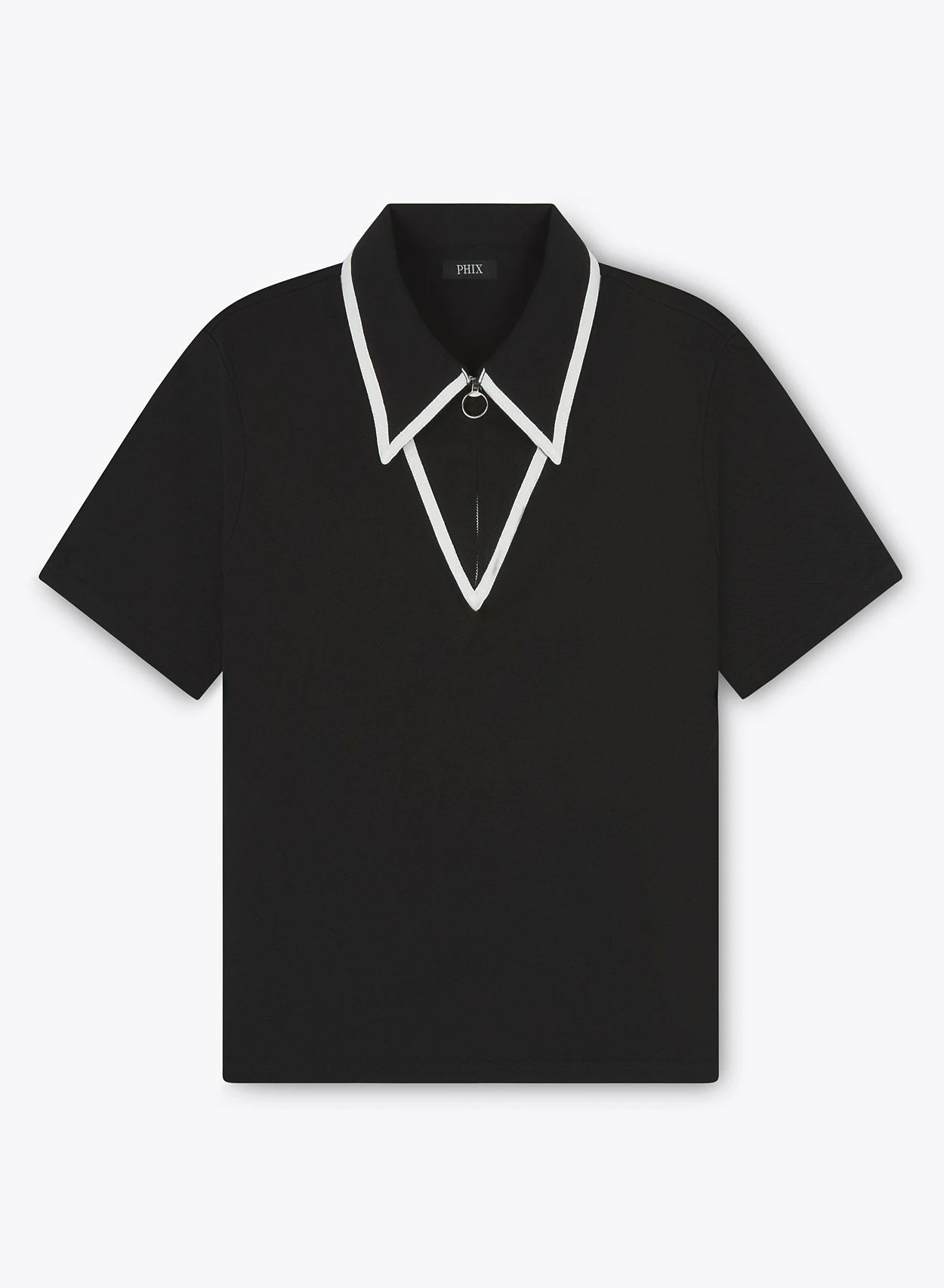 Black Carnaby Circle Zip Cotton Polo Shirt 3 Black Carnaby Circle Zip Cotton Polo Shirt - Image 3