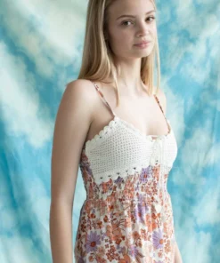 Crochet Top Peach Floral Maxi Dress -US Clothing Shop crochet top peach floral maxi dress 3 65734.1666806803