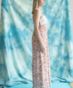 Crochet Top Peach Floral Maxi Dress -US Clothing Shop crochet top peach floral maxi dress 4 52588.1666806841