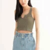 Cuffed Paper Bag Waist Denim Shorts