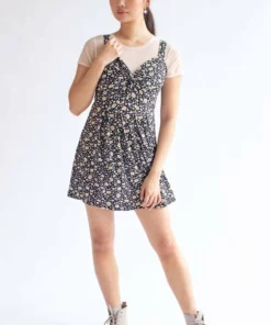 Black Daisy Knotted Summer Dress