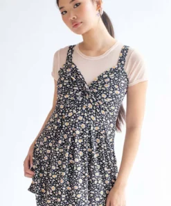 Black Daisy Knotted Summer Dress -US Clothing Shop daisy bustier dress 2 77387.1666809087