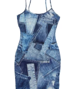 Patchwork Denim Print Mini Dress -US Clothing Shop denim print dress 1 48843.1678229161