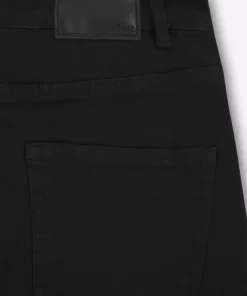 Black Denim Cropped Flare Front Pocket Jeans -US Clothing Shop detailblackjean