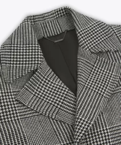 Dogtooth Check Double Breasted Wool Coat -US Clothing Shop detailnew