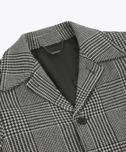 Dogtooth Check Single Breasted Wool Coat -US Clothing Shop detailsingle