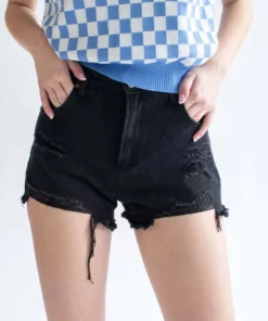 Black High Waisted Distressed Denim Shorts 2 -US Clothing Shop distressed high waisted black denim shorts 3 09991.1666805522