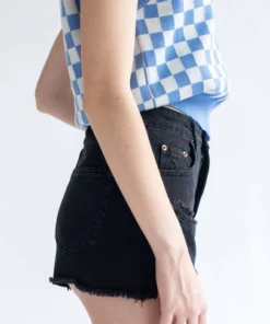 Black High Waisted Distressed Denim Shorts 2 -US Clothing Shop distressed high waisted black denim shorts 4 69092.1666805456