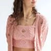 Rose Embroidered Cardigan & Tank Set