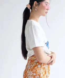 Orange Flashback Floral Dolphin Shorts -US Clothing Shop flashback floral mesh printed dolphin shorts 4 15801.1666807166
