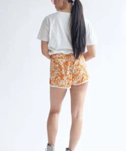 Orange Flashback Floral Dolphin Shorts -US Clothing Shop flashback floral mesh printed dolphin shorts 5 28558.1666807206