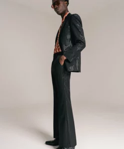 Sequin Pinstripe Wool Single Breasted Blazer 9 Sequin Pinstripe Wool Single Breasted Blazer -US Clothing Shop fullllenfthtrouser1