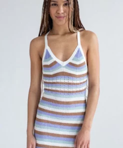 Gardenia Striped Crochet Halter Dress
