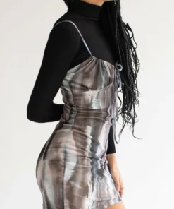 Glacier Dye Mesh Milkmaid Dress -US Clothing Shop glacier dye mesh milk maid dress 2 68299.1692309014