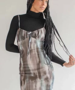 Glacier Dye Mesh Milkmaid Dress