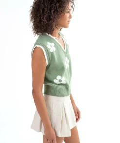 Green Daisy Sweater Vest -US Clothing Shop green daisy sweater vest 3 13731.1692388493