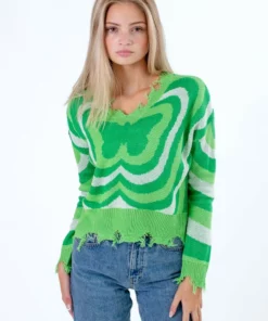 Green Psychedelic Flower Sweater