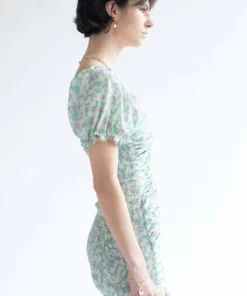 Green Spring Floral Cinched Mini Dress -US Clothing Shop green spring floral cinched mini dress 4 96056.1666806935
