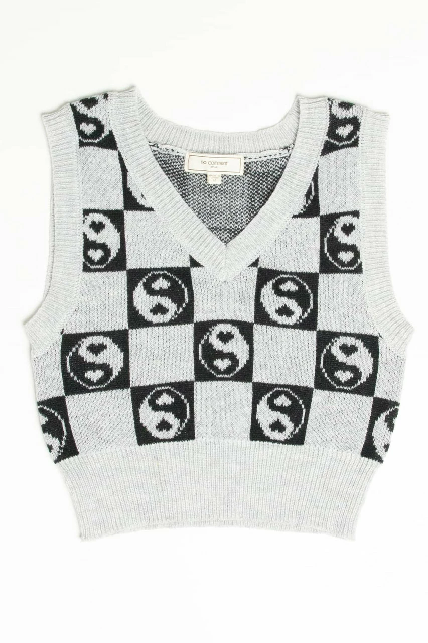Checkered Yin Yang Sweater Vest 2 Checkered Yin Yang Sweater Vest - Image 2