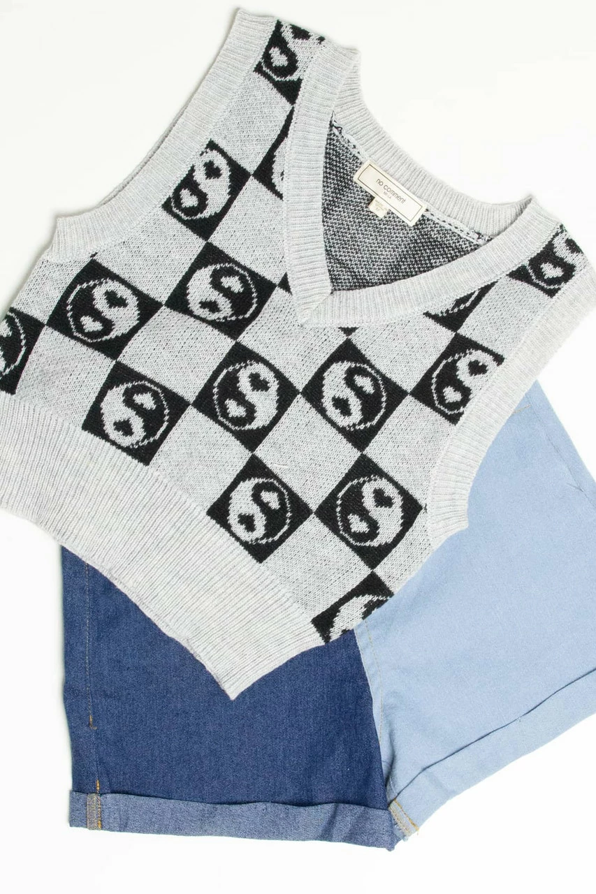 Checkered Yin Yang Sweater Vest 3 Checkered Yin Yang Sweater Vest - Image 3