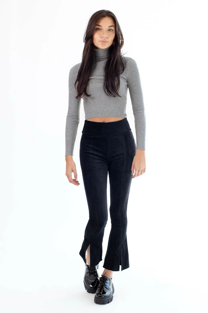 Heather Grey Crop Turtleneck Sweater 2 Heather Grey Crop Turtleneck Sweater - Image 2