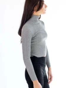 Heather Grey Crop Turtleneck Sweater 6 Heather Grey Crop Turtleneck Sweater -US Clothing Shop heather grey crop turtleneck sweater 3 72623.1692388730