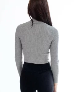 Heather Grey Crop Turtleneck Sweater 7 Heather Grey Crop Turtleneck Sweater -US Clothing Shop heather grey crop turtleneck sweater 4 28639.1692388730