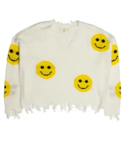 White Distressed Smiley Sweater -US Clothing Shop items 11 56794.1678229484