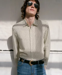 Ivory & Black Micro Polka Dot Shirt -US Clothing Shop ivory black micro polka dot shirt 5