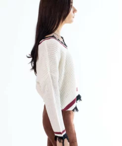 Ivory Distressed Varsity Pullover -US Clothing Shop ivory distressed varsity pullover 3 57160.1692388699