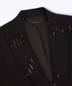Sequin Pinstripe Wool Single Breasted Blazer 7 Sequin Pinstripe Wool Single Breasted Blazer -US Clothing Shop jacketdetail1