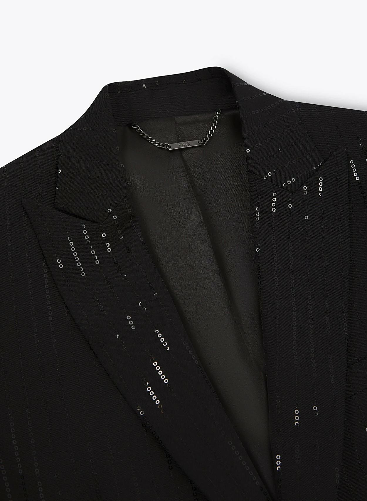 Sequin Pinstripe Wool Single Breasted Blazer 3 Sequin Pinstripe Wool Single Breasted Blazer - Image 3