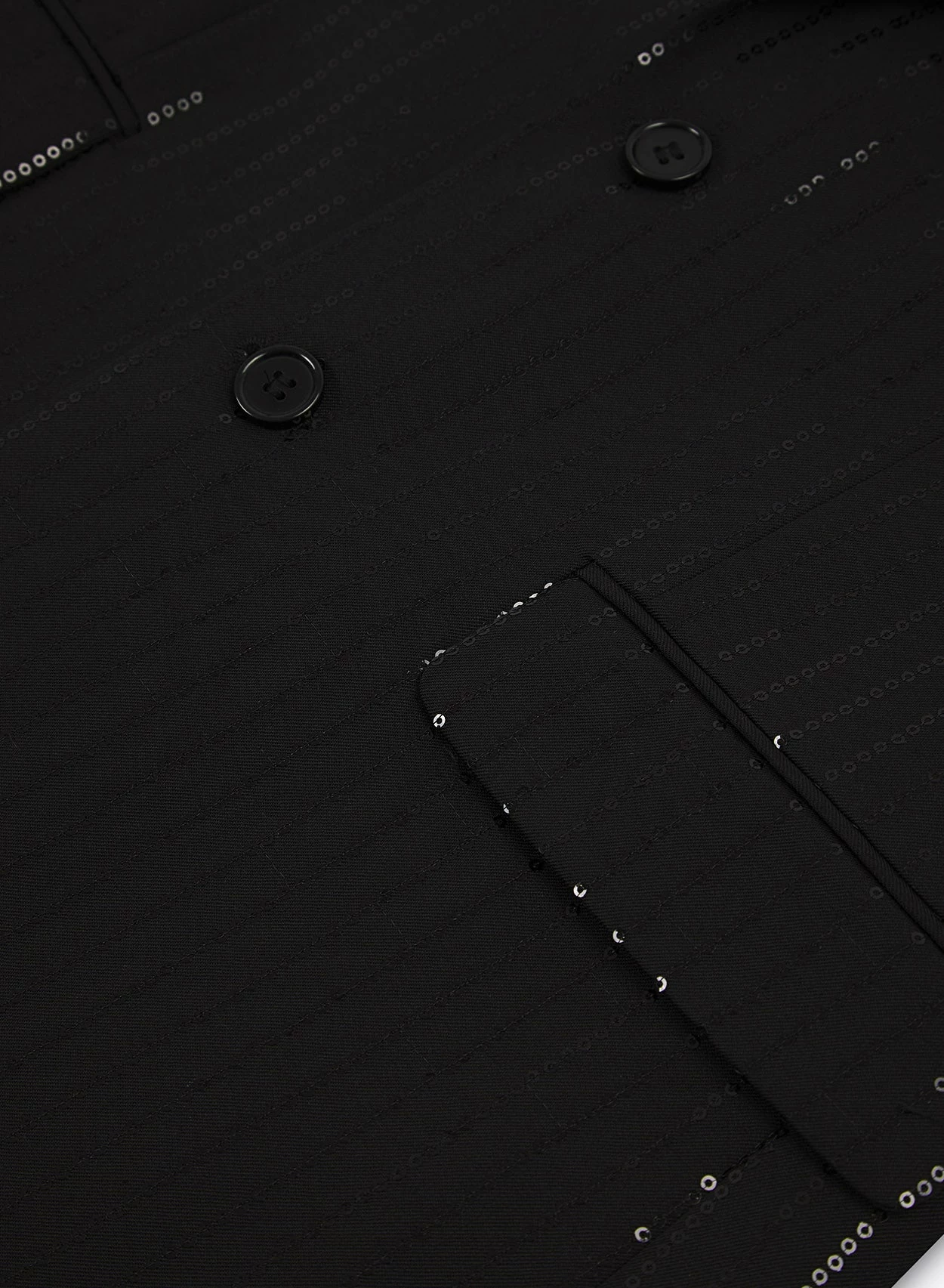 Sequin Pinstripe Wool Single Breasted Blazer 4 Sequin Pinstripe Wool Single Breasted Blazer - Image 4