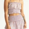 Lavender Ditsy Roses Smocked Shorts Set