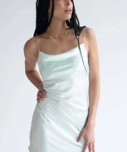 Light Mint Cowl Neck Satin Slip Dress