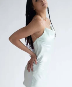 Light Mint Cowl Neck Satin Slip Dress -US Clothing Shop light mint cowl neck satin slip dress 4 87797.1692307369