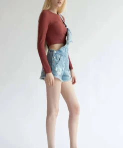 Light Wash Distressed Overall Shorts -US Clothing Shop light wash distressed overall shorts 3 09115.1666808838