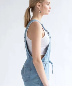Light Wash Tie Waist Denim Overall Shorts -US Clothing Shop light wash tie waist denim overall shorts 5 38577.1692386796